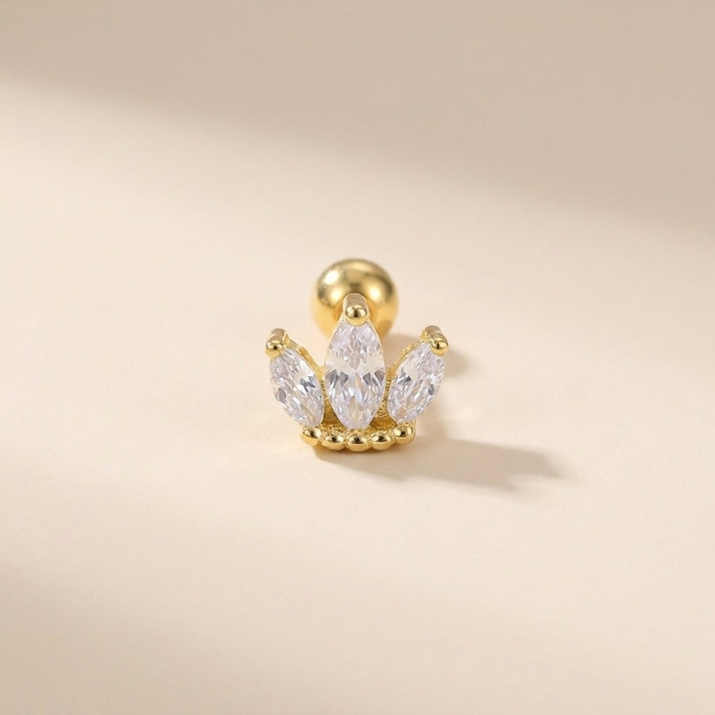 Buy Crown Cartilage Stud Earring (Single) - Gold Plated 925 Sterling Silver - Earrings at Presentopia