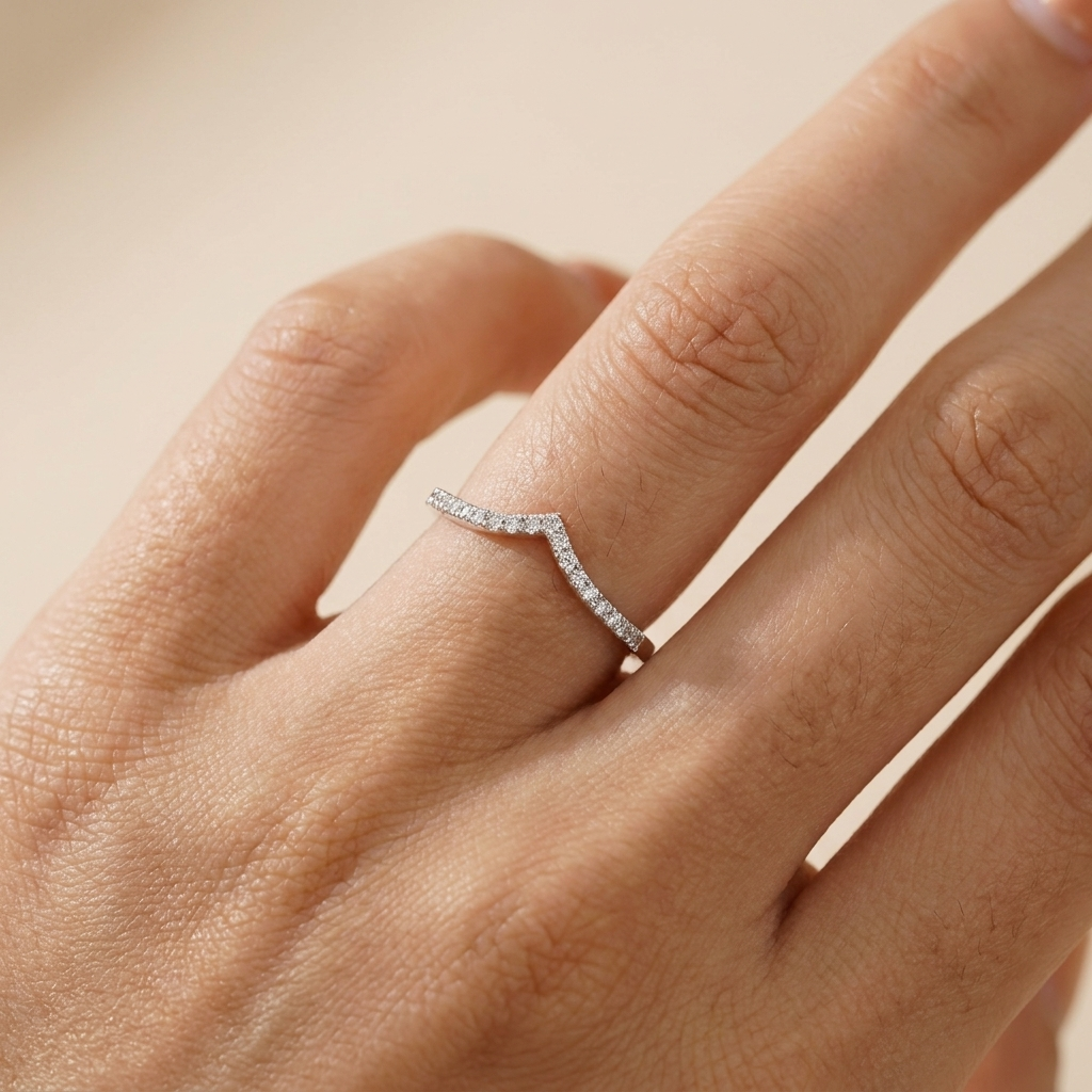 Buy Curved Wishbone Pavé Ring – 925 Sterling Silver - Rings at Presentopia - View 2