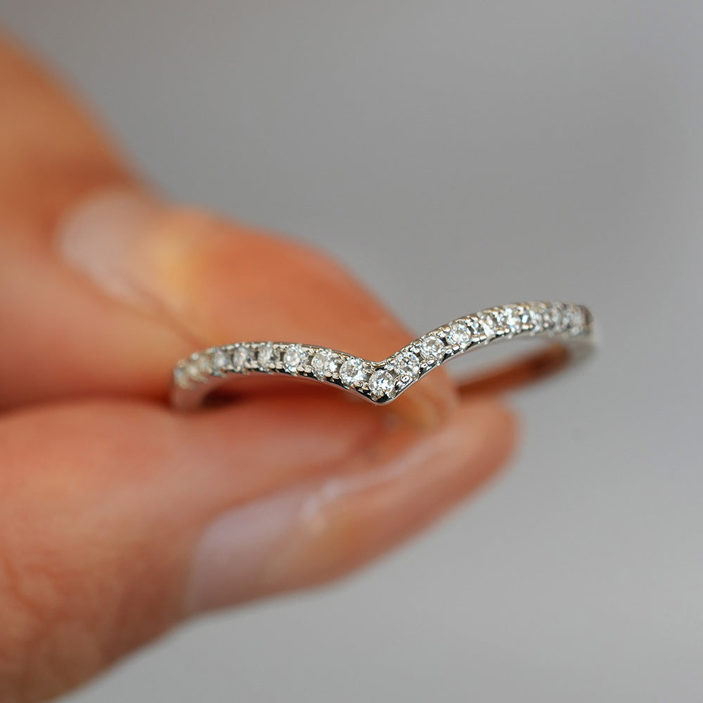 Buy Curved Wishbone Pavé Ring – 925 Sterling Silver - Rings at Presentopia - View 8