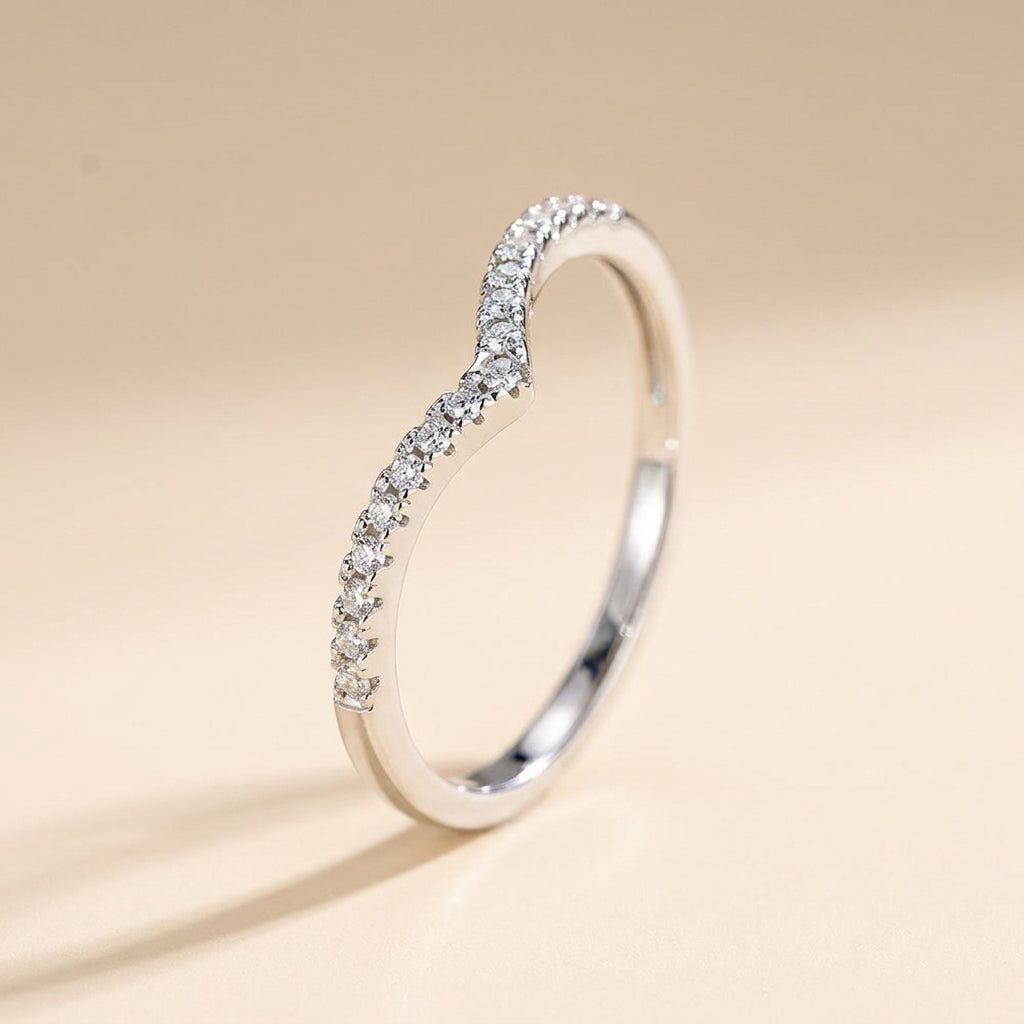Buy Curved Wishbone Pavé Ring – 925 Sterling Silver - Rings at Presentopia