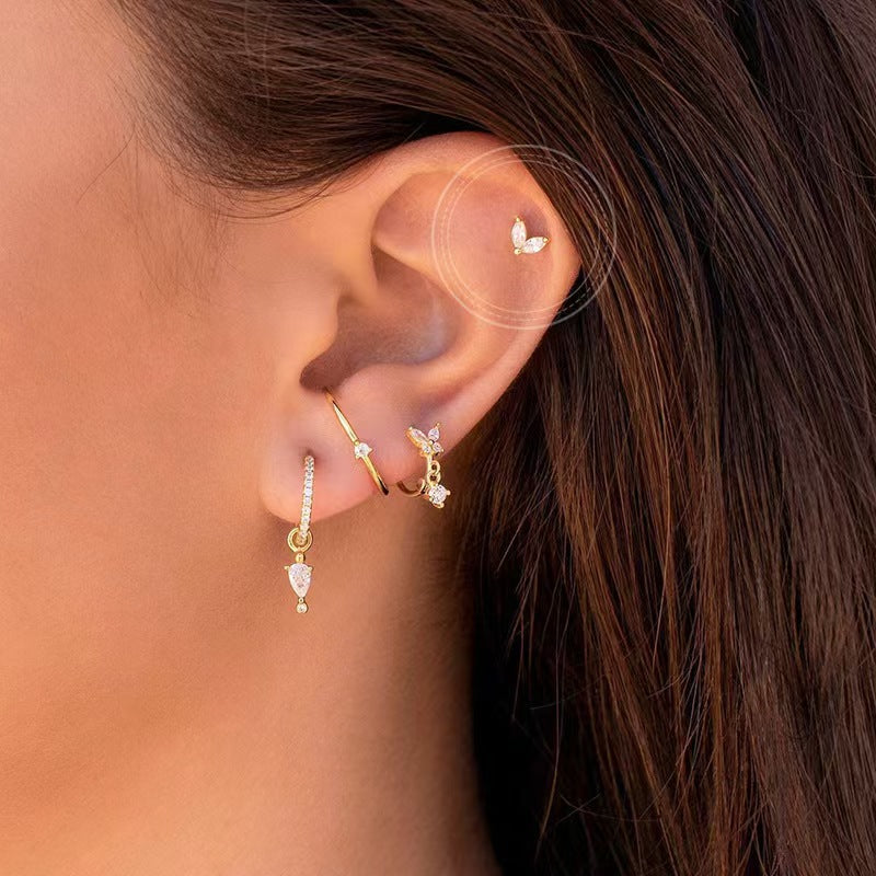 Daphne Marquise Crystal Leaf Studs - View 2