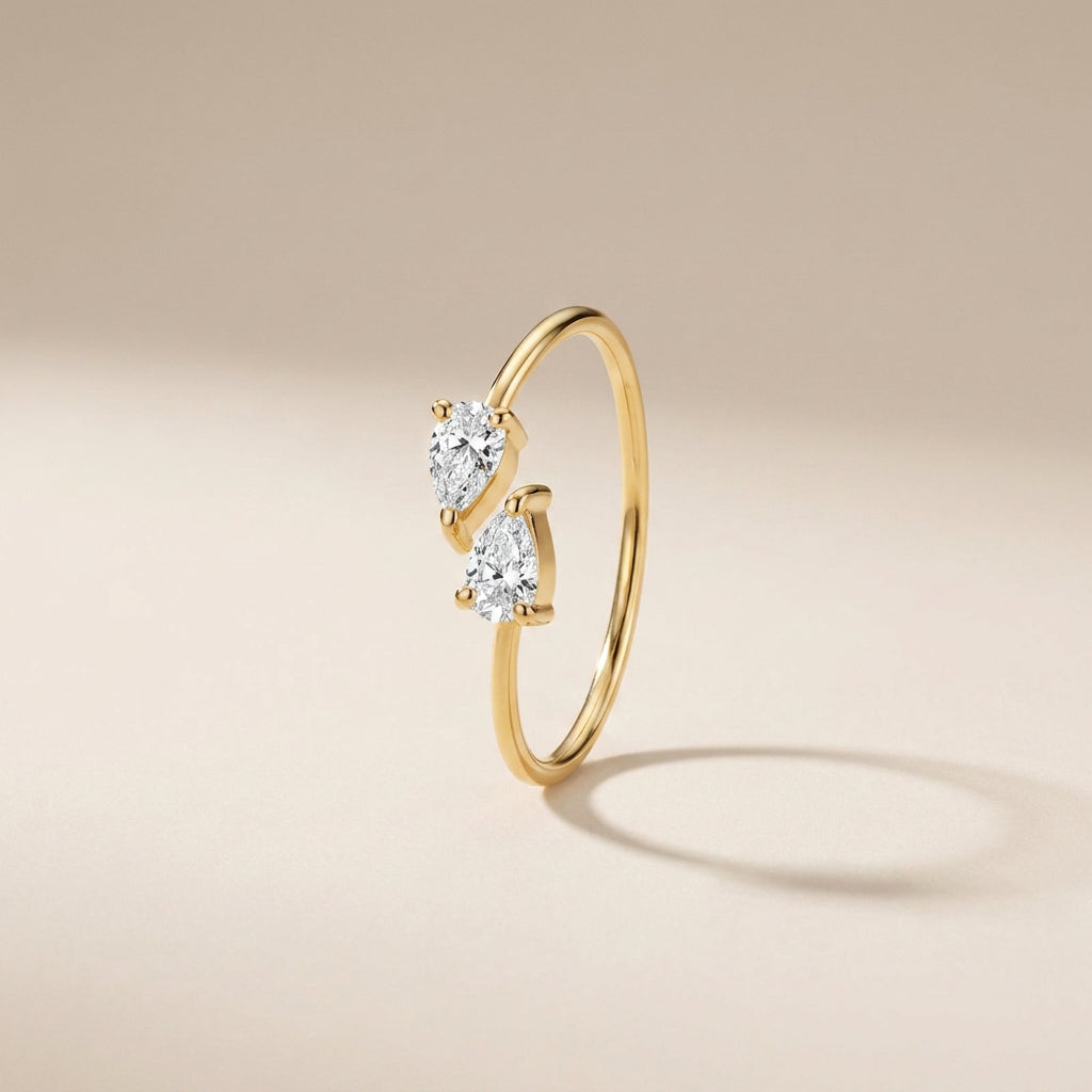 Buy Double Pear Open Ring - Gold Plated 925 Sterling Silver - Rings at Presentopia