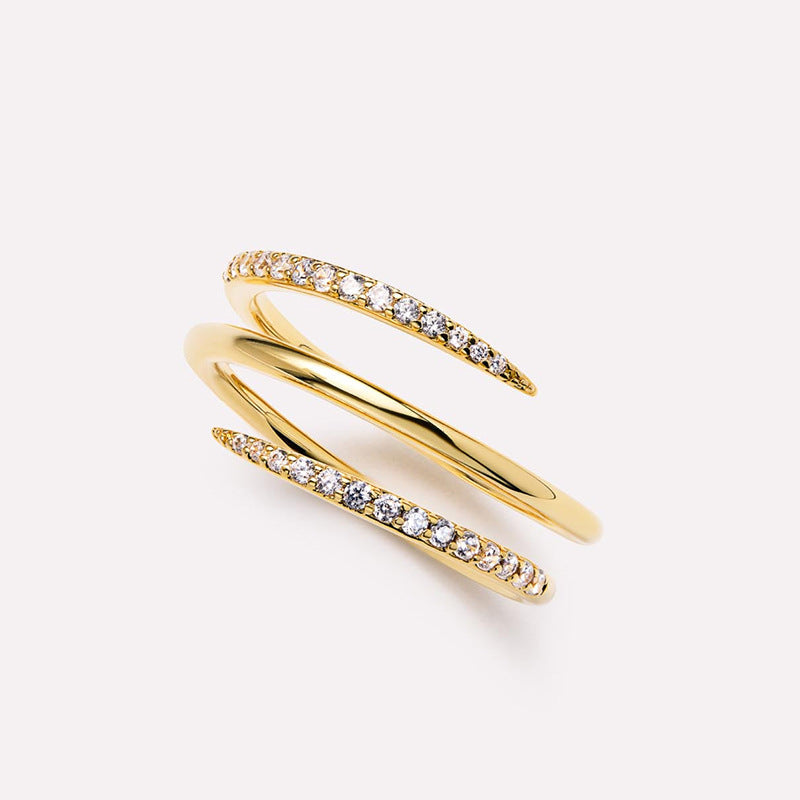 Buy Double Wrap Pavé Spiral Ring - Gold Plated 925 Sterling Silver - Rings at Presentopia - View 3