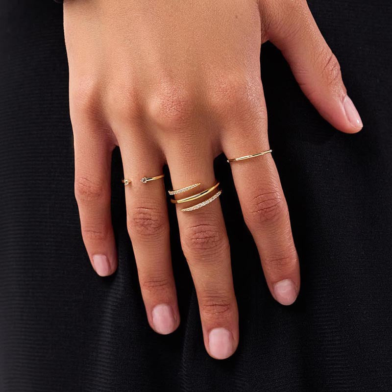 Buy Double Wrap Pavé Spiral Ring - Gold Plated 925 Sterling Silver - Rings at Presentopia - View 4