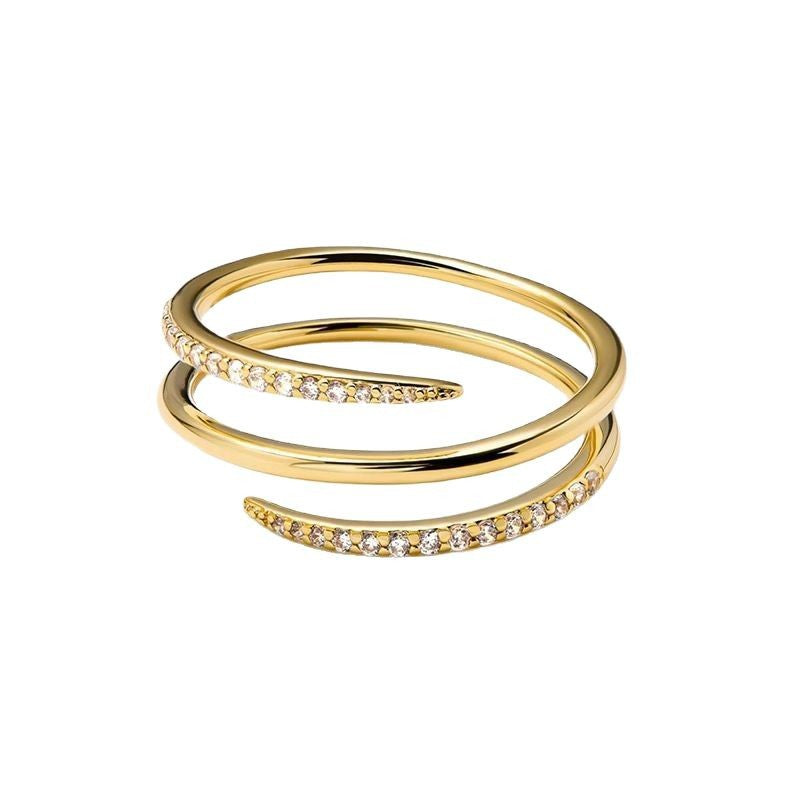 Buy Double Wrap Pavé Spiral Ring - Gold Plated 925 Sterling Silver - Rings at Presentopia - View 6