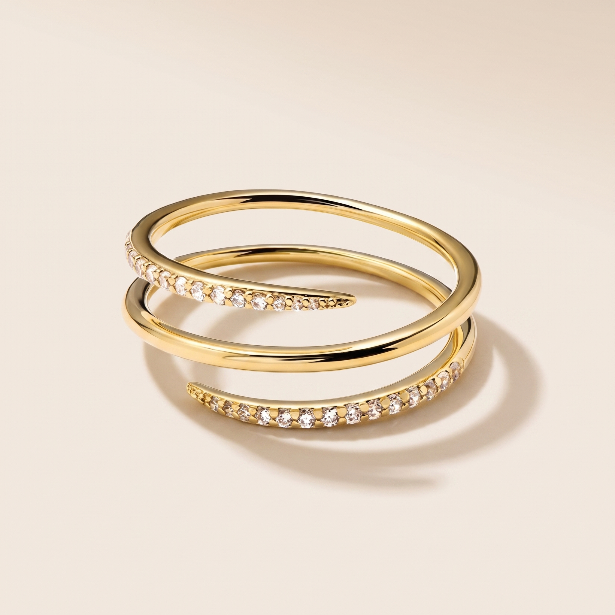 Buy Double Wrap Pavé Spiral Ring - Gold Plated 925 Sterling Silver at Pinky Promise