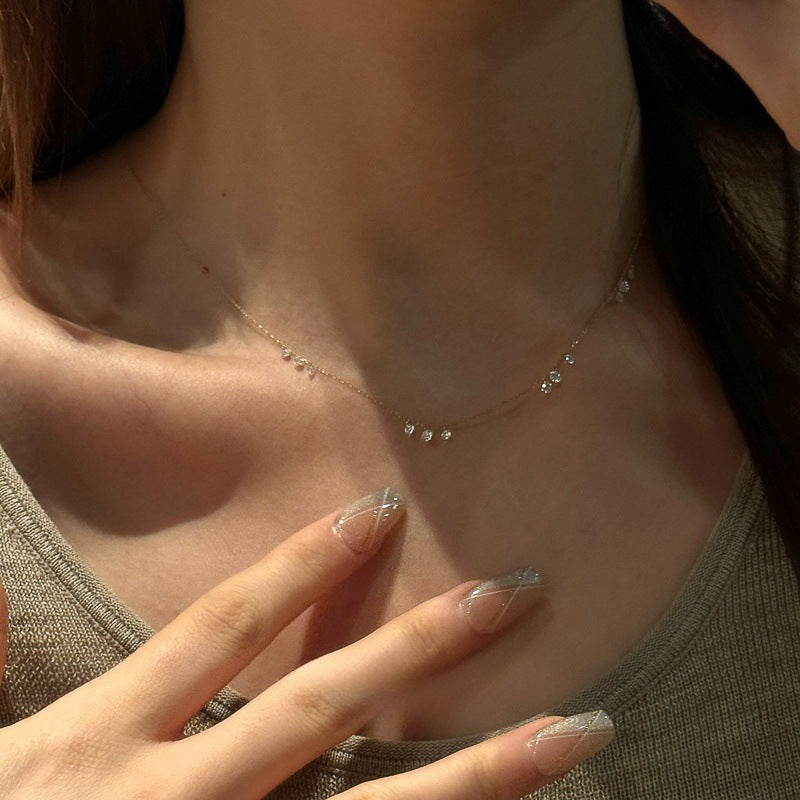 Buy Floating Cluster Station Necklace - Gold Plated 925 Sterling Silver - Necklaces at Presentopia - View 4