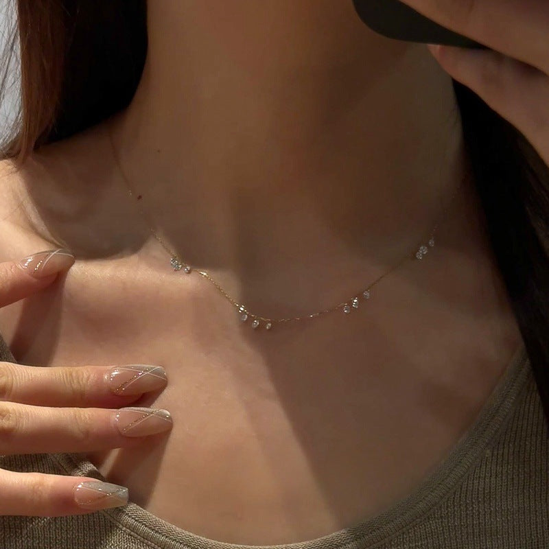 Buy Floating Cluster Station Necklace - Gold Plated 925 Sterling Silver - Necklaces at Presentopia - View 5