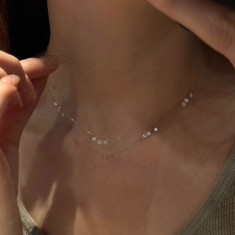 Buy Floating Cluster Station Necklace - Gold Plated 925 Sterling Silver - Necklaces at Presentopia - View 6
