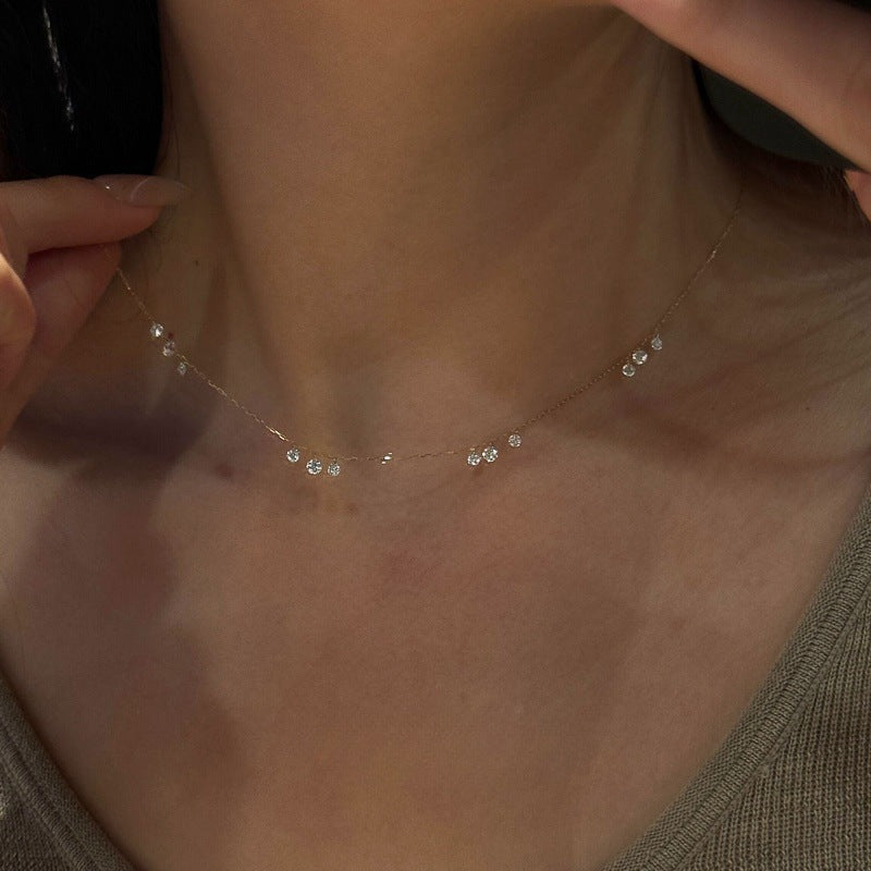 Buy Floating Cluster Station Necklace - Gold Plated 925 Sterling Silver - Necklaces at Presentopia - View 7