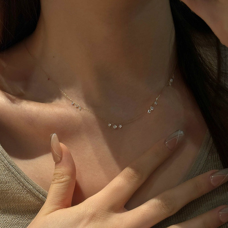 Buy Floating Cluster Station Necklace - Gold Plated 925 Sterling Silver - Necklaces at Presentopia - View 8