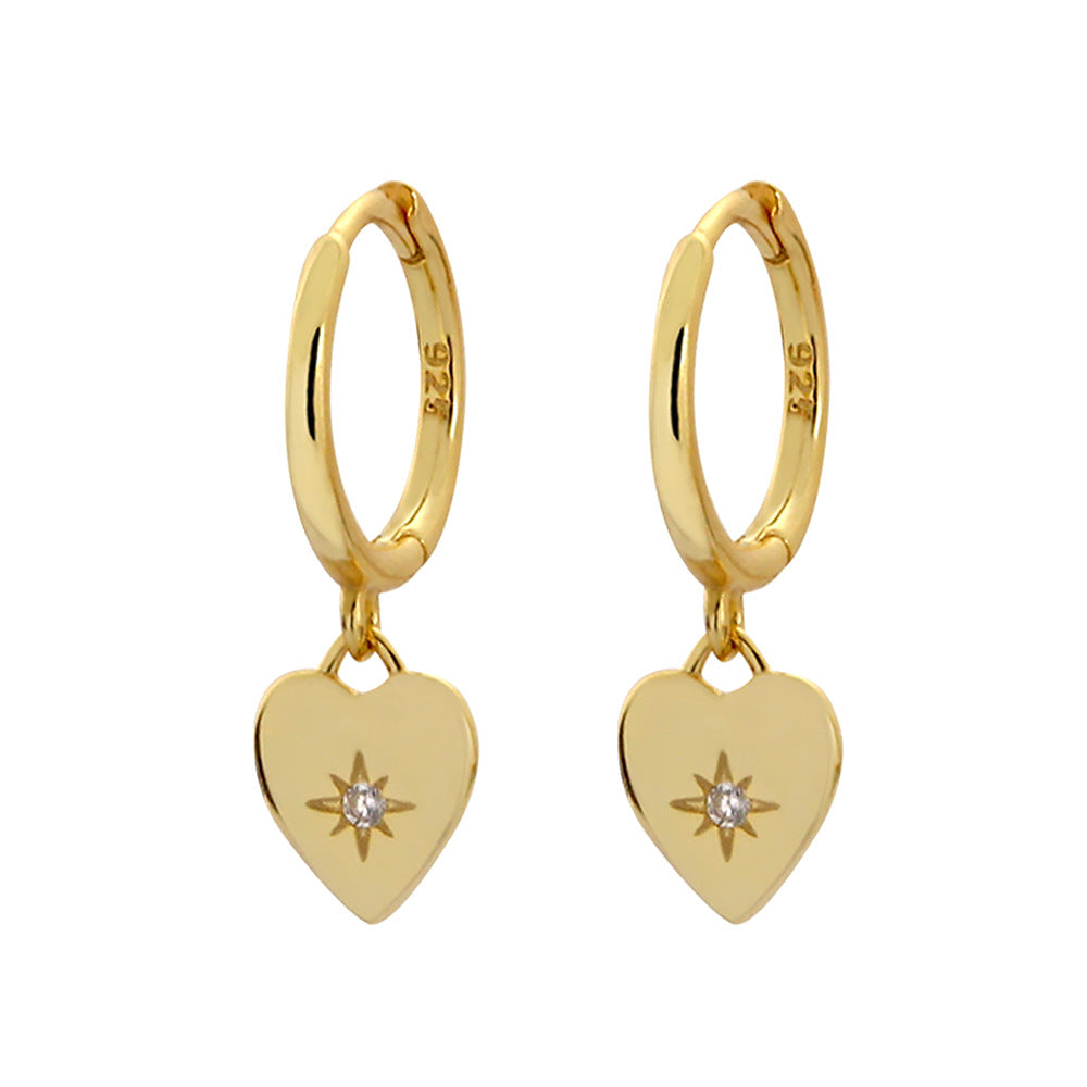 Buy Heart Charm Earrings - Gold Plated 925 Sterling Silver - Earrings at Presentopia - View 3