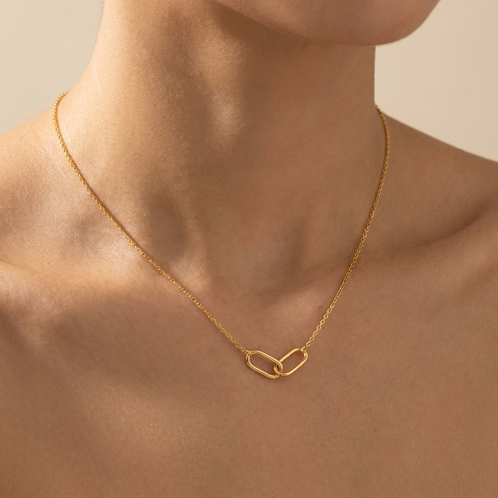 Interlocking Link Necklace – 925 Sterling Silver, Gold Plated | Pinky Promise