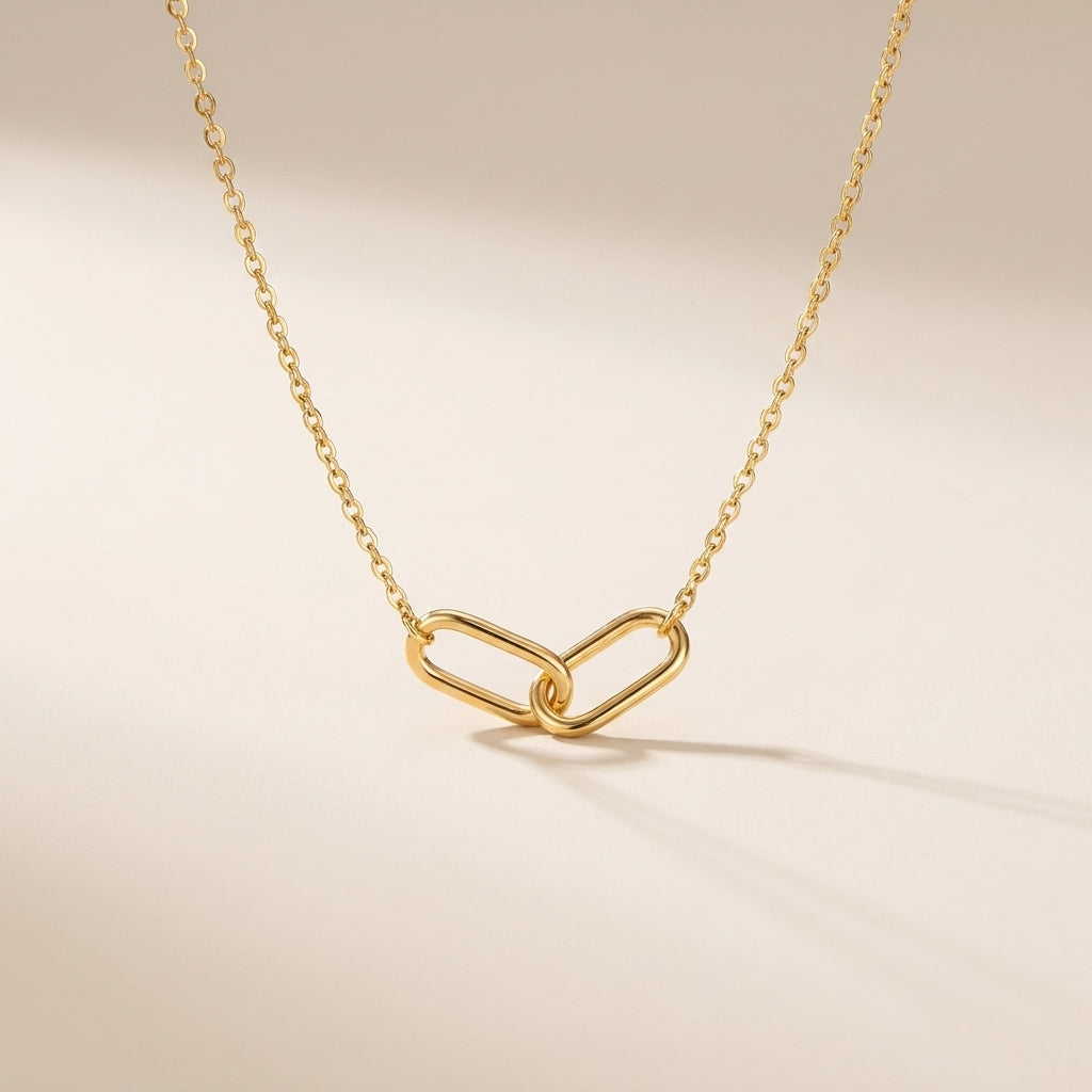 Buy Interlocking Link Necklace – 925 Sterling Silver, Gold Plated - Necklaces at Presentopia