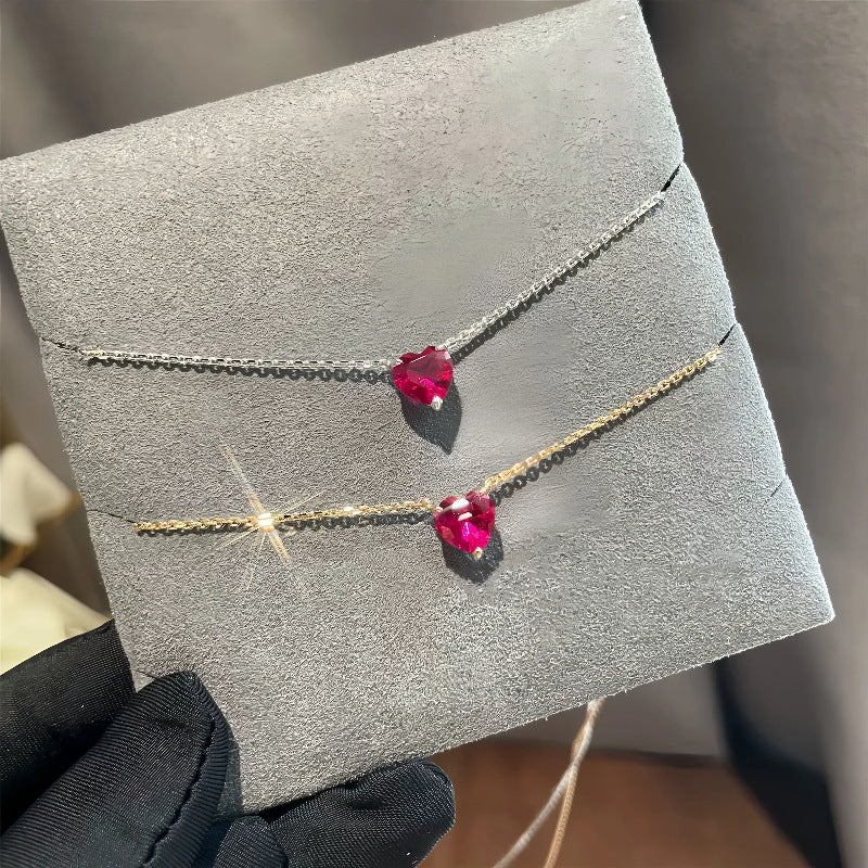 Juliet Faceted Ruby Heart Solitaire Necklace - Photo 4 | Presentopia UAE