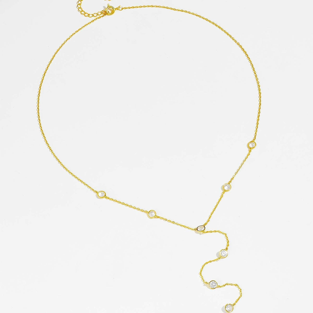 Buy Lariat Bezel Drop Necklace – 925 Sterling Silver, Gold Plated - Necklaces at Presentopia - View 5