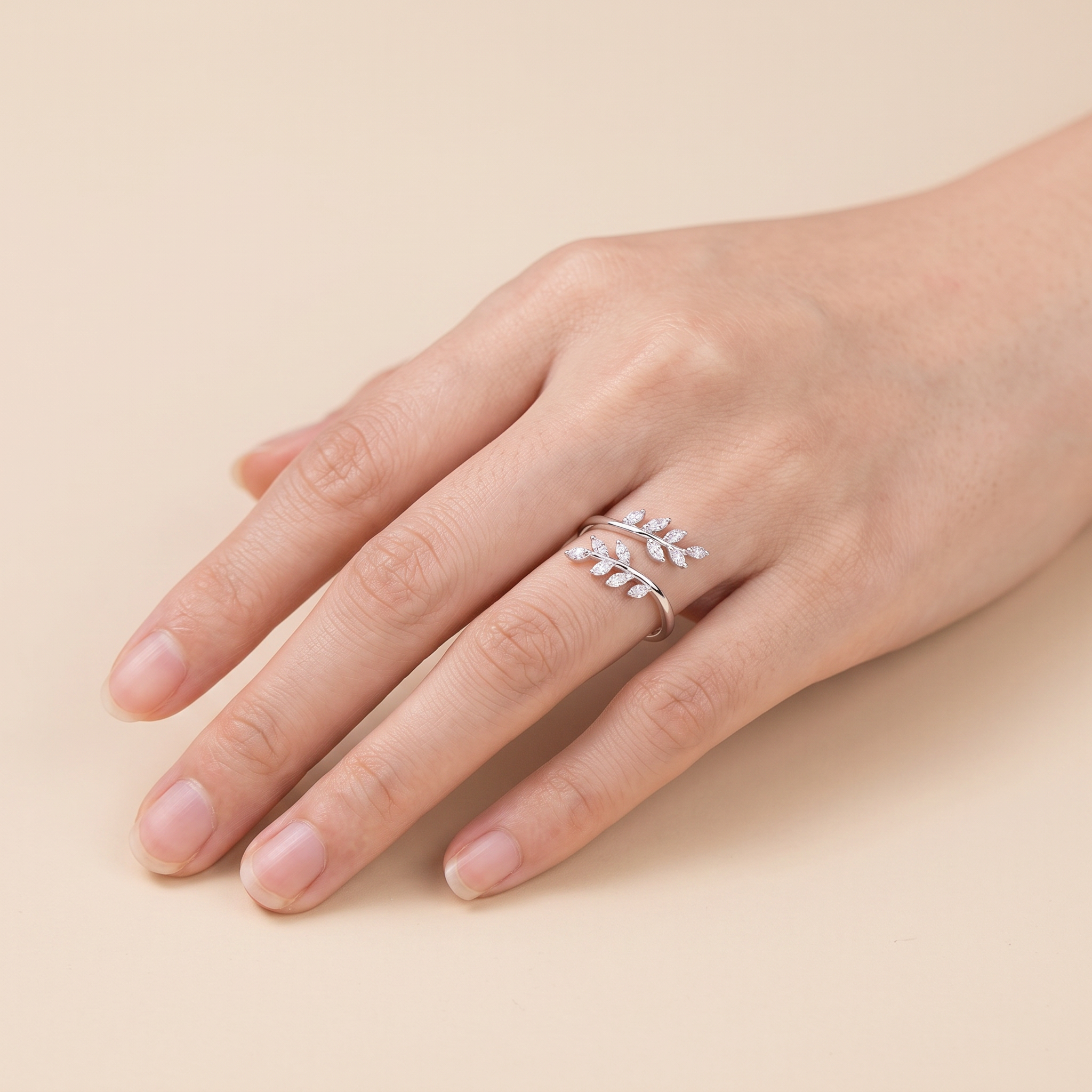 Leaf Branch Open Ring - 925 Sterling Silver | Pinky Promise