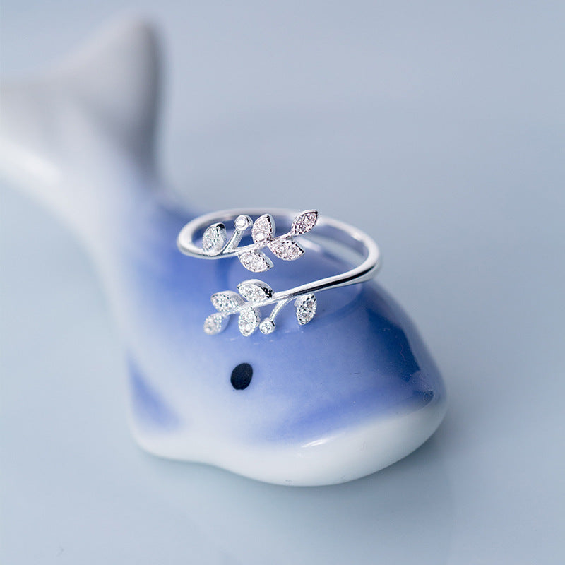 Leaf Branch Open Ring - 925 Sterling Silver - Photo 7 | Pinky Promise