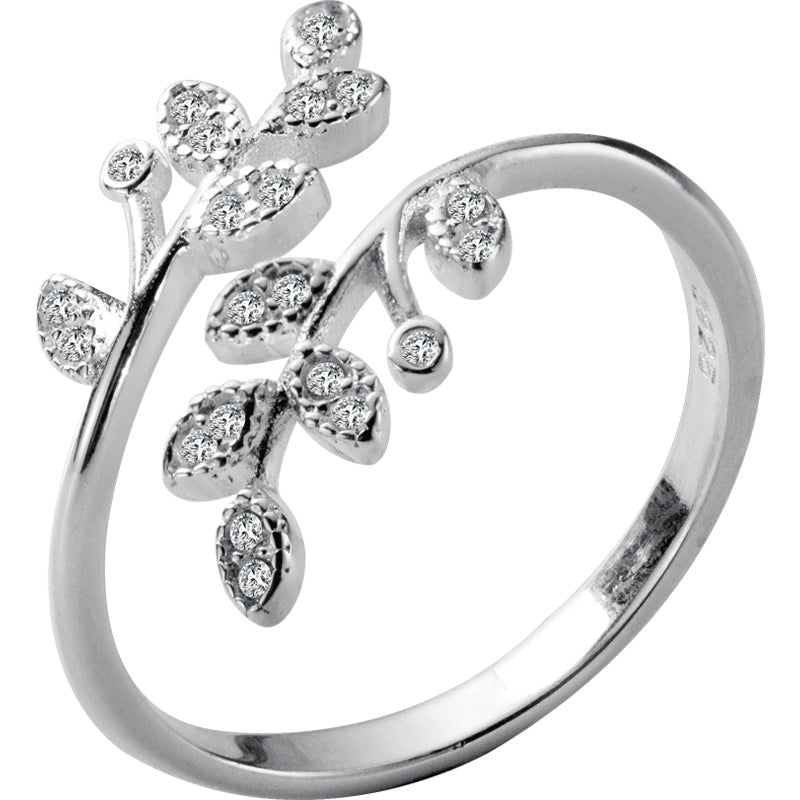 Leaf Branch Open Ring - 925 Sterling Silver - Photo 9 | Pinky Promise