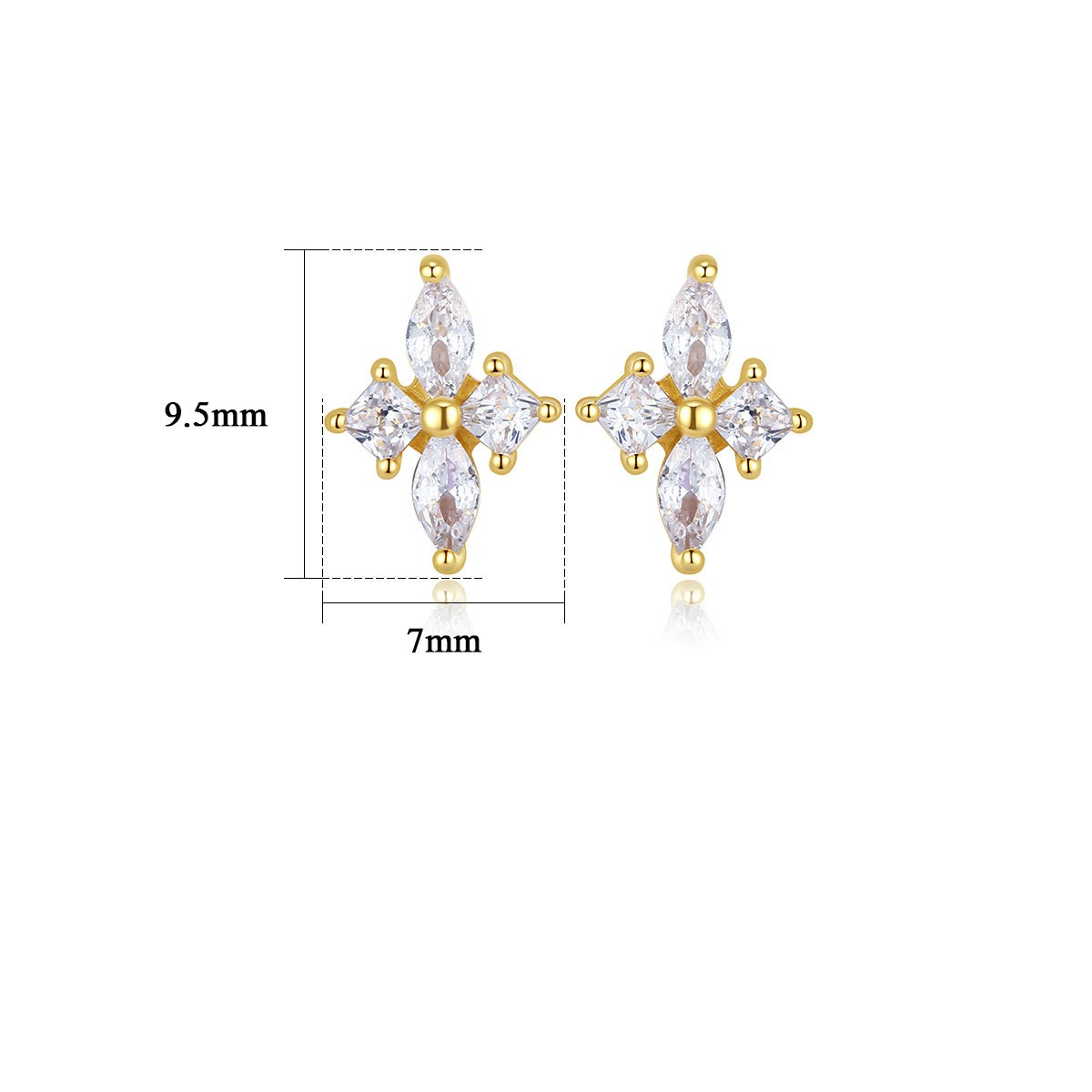 Buy Marquise Star Flower Stud Earrings - Gold Plated 925 Sterling Silver - Earrings at Presentopia - View 4