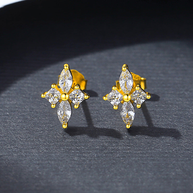 Buy Marquise Star Flower Stud Earrings - Gold Plated 925 Sterling Silver - Earrings at Presentopia - View 5