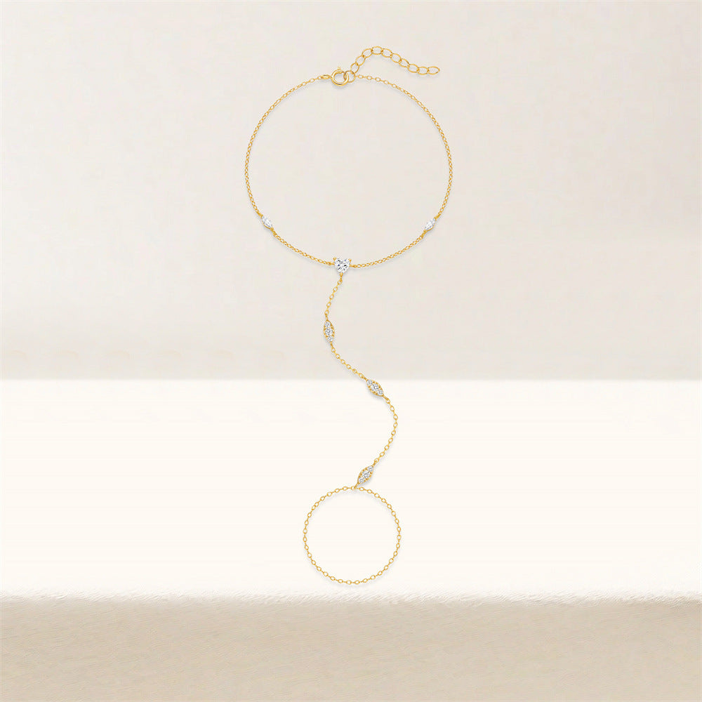 Buy Marquise Station Hand Chain Bracelet - Gold Plated 925 Sterling Silver - Bracelets at Presentopia - View 6