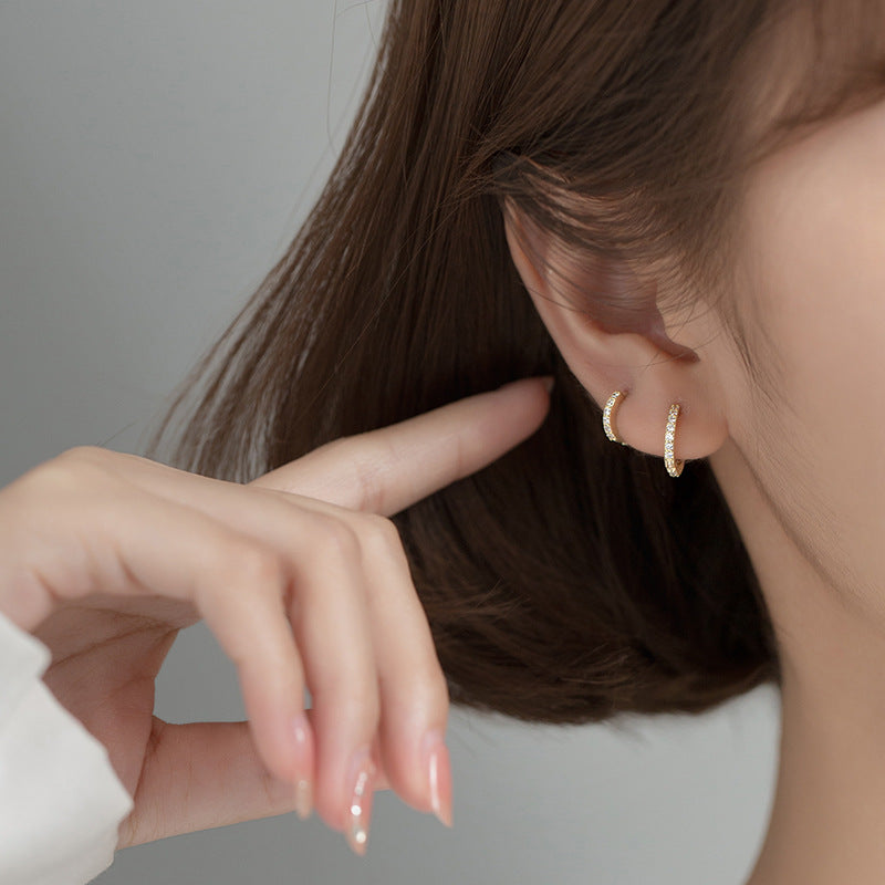 Maya Minimalist Round Zirconia Huggies - Close Up | Presentopia