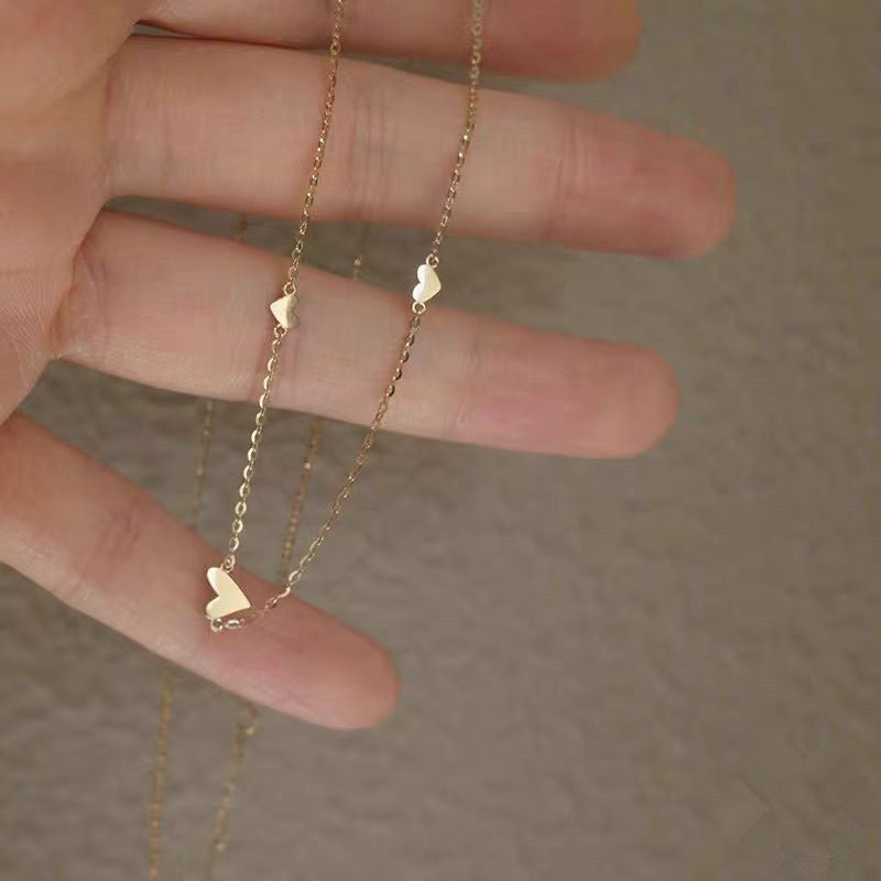 Mini Heart Station Necklace – 925 Sterling Silver, Gold Plated - Photo 4 | Pinky Promise