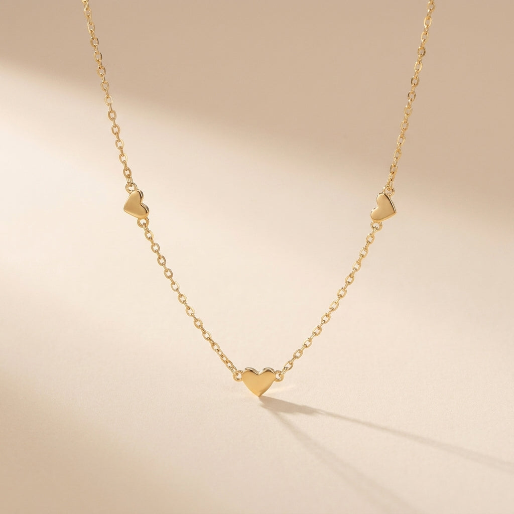 Buy Mini Heart Station Necklace – 925 Sterling Silver, Gold Plated at Pinky Promise