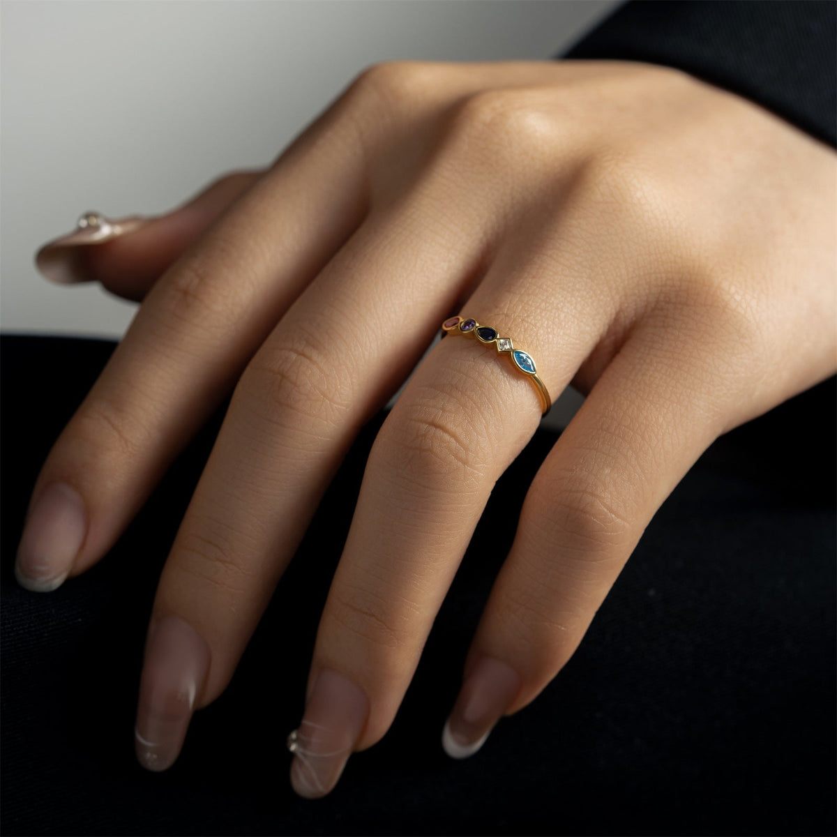 Buy Multicolor Mixed-Cut Bezel Ring - Gold Plated 925 Sterling Silver - Rings at Presentopia - View 2
