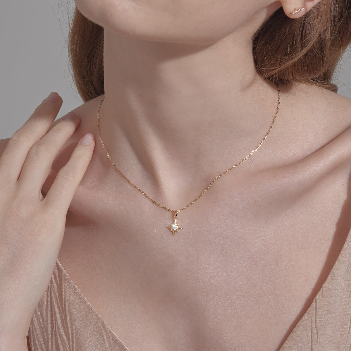 Buy North Star Pendant Necklace – 925 Sterling Silver, Gold Plated - Necklaces at Presentopia - View 3