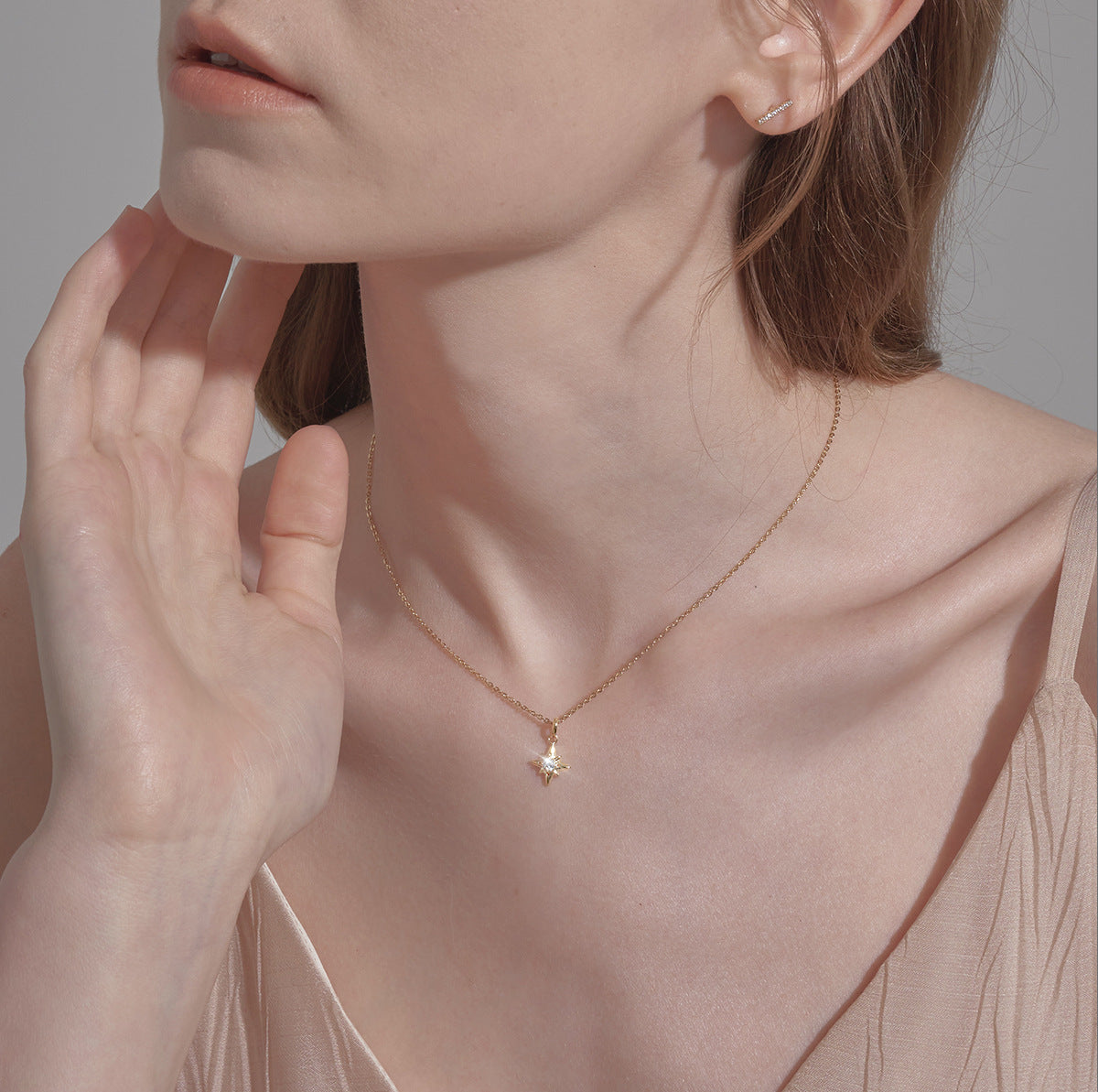 Buy North Star Pendant Necklace – 925 Sterling Silver, Gold Plated - Necklaces at Presentopia - View 4
