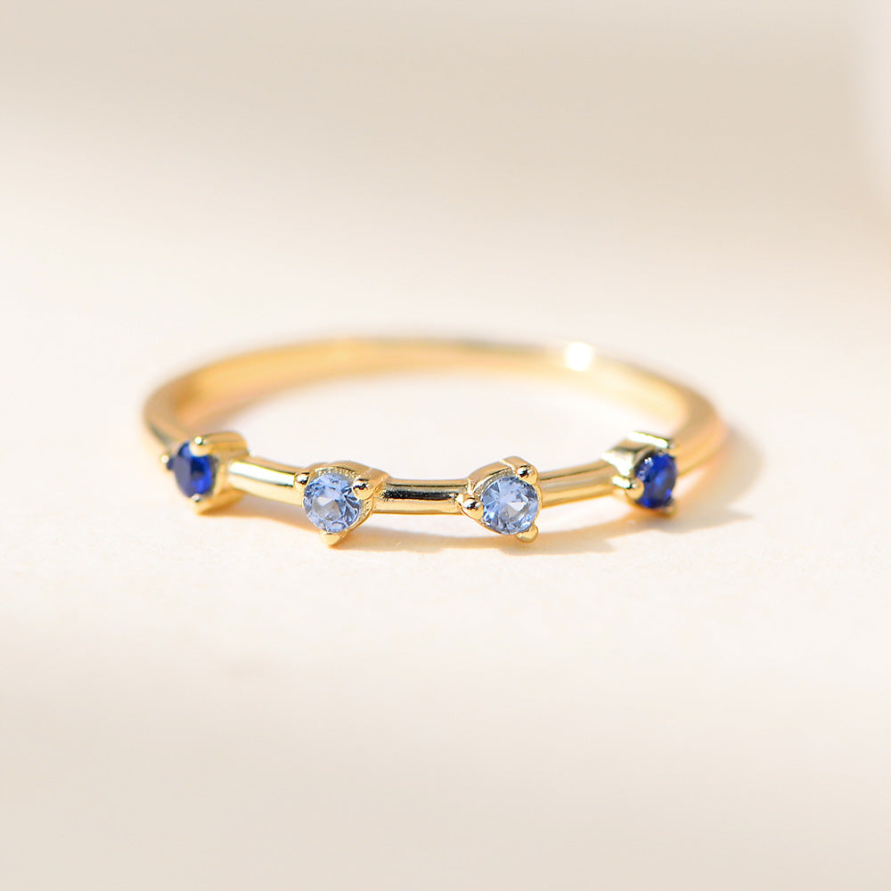 Buy Ombré Blue Stone Ring – 925 Sterling Silver, Gold Plated - Rings at Presentopia - View 3