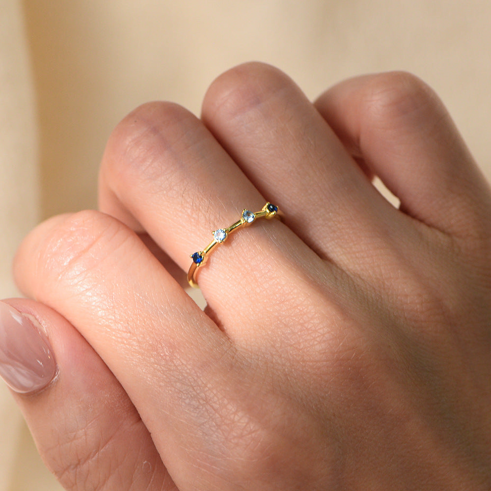 Buy Ombré Blue Stone Ring – 925 Sterling Silver, Gold Plated - Rings at Presentopia - View 4