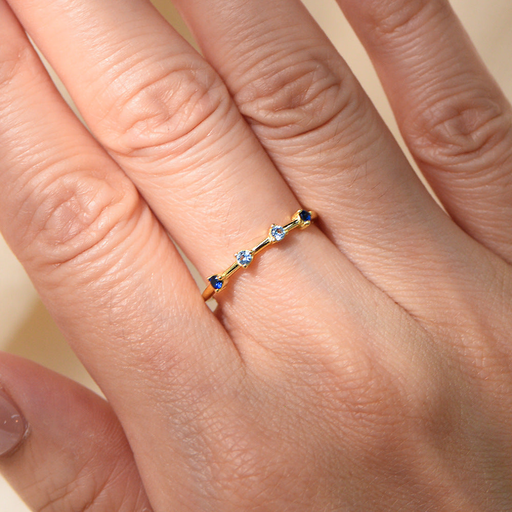 Buy Ombré Blue Stone Ring – 925 Sterling Silver, Gold Plated - Rings at Presentopia - View 5