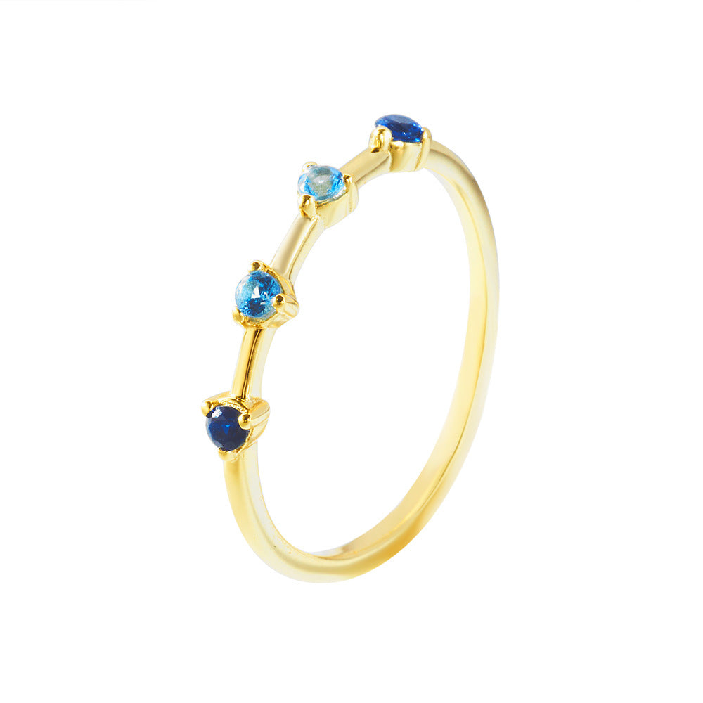Buy Ombré Blue Stone Ring – 925 Sterling Silver, Gold Plated - Rings at Presentopia - View 6