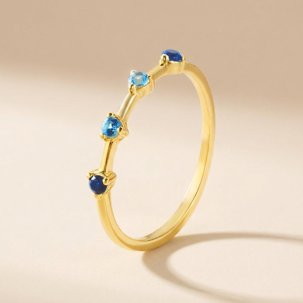 Buy Ombré Blue Stone Ring – 925 Sterling Silver, Gold Plated - Rings at Presentopia