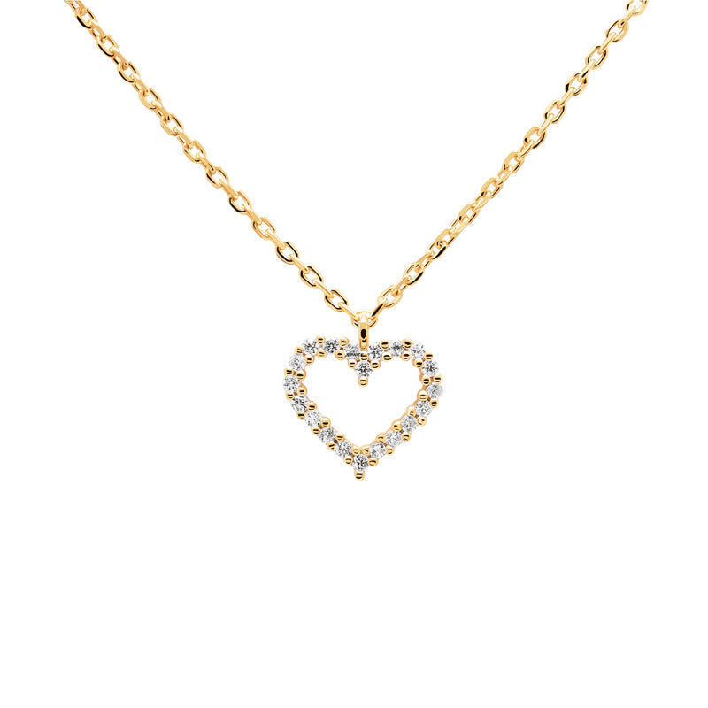 Buy Open Heart Pavé Necklace – 925 Sterling Silver, Gold Plated - Necklaces at Presentopia - View 5
