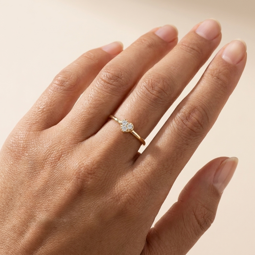 Buy Pavé Heart Ring – 925 Sterling Silver, Gold Plated - Rings at Presentopia - View 2