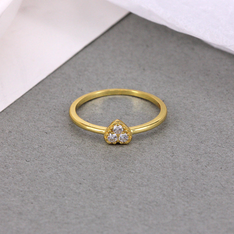 Buy Pavé Heart Ring – 925 Sterling Silver, Gold Plated - Rings at Presentopia - View 4