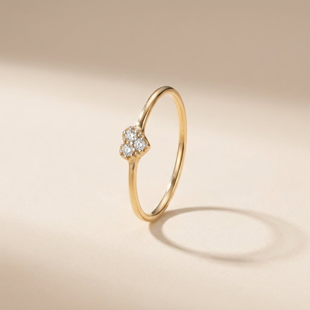 Buy Pavé Heart Ring – 925 Sterling Silver, Gold Plated - Rings at Presentopia