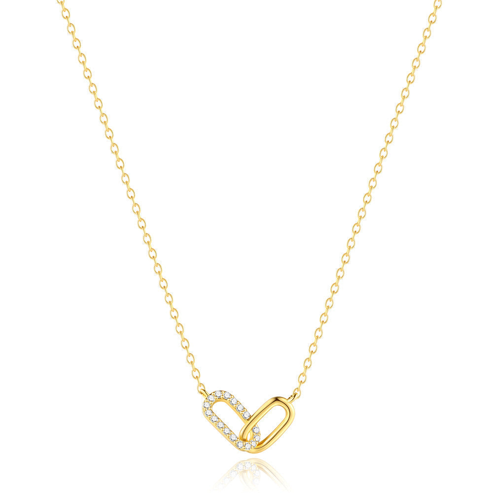 Pavé Interlocking Link Necklace – 925 Sterling Silver, Gold Plated - Photo 11 | Pinky Promise