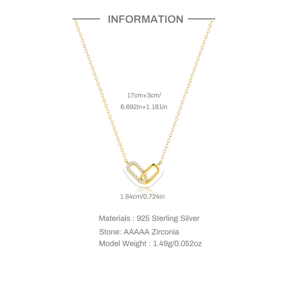 Pavé Interlocking Link Necklace – 925 Sterling Silver, Gold Plated - Photo 6 | Pinky Promise