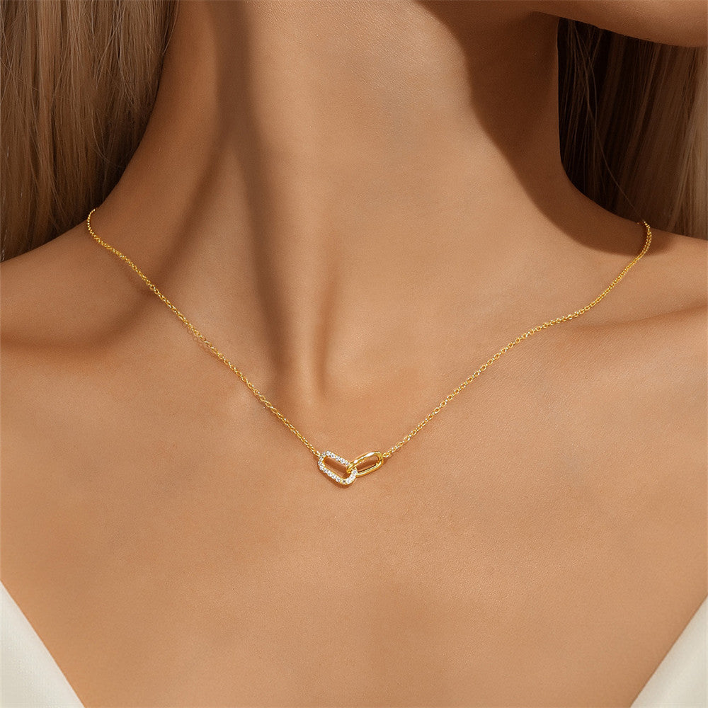 Pavé Interlocking Link Necklace – 925 Sterling Silver, Gold Plated - Photo 7 | Pinky Promise