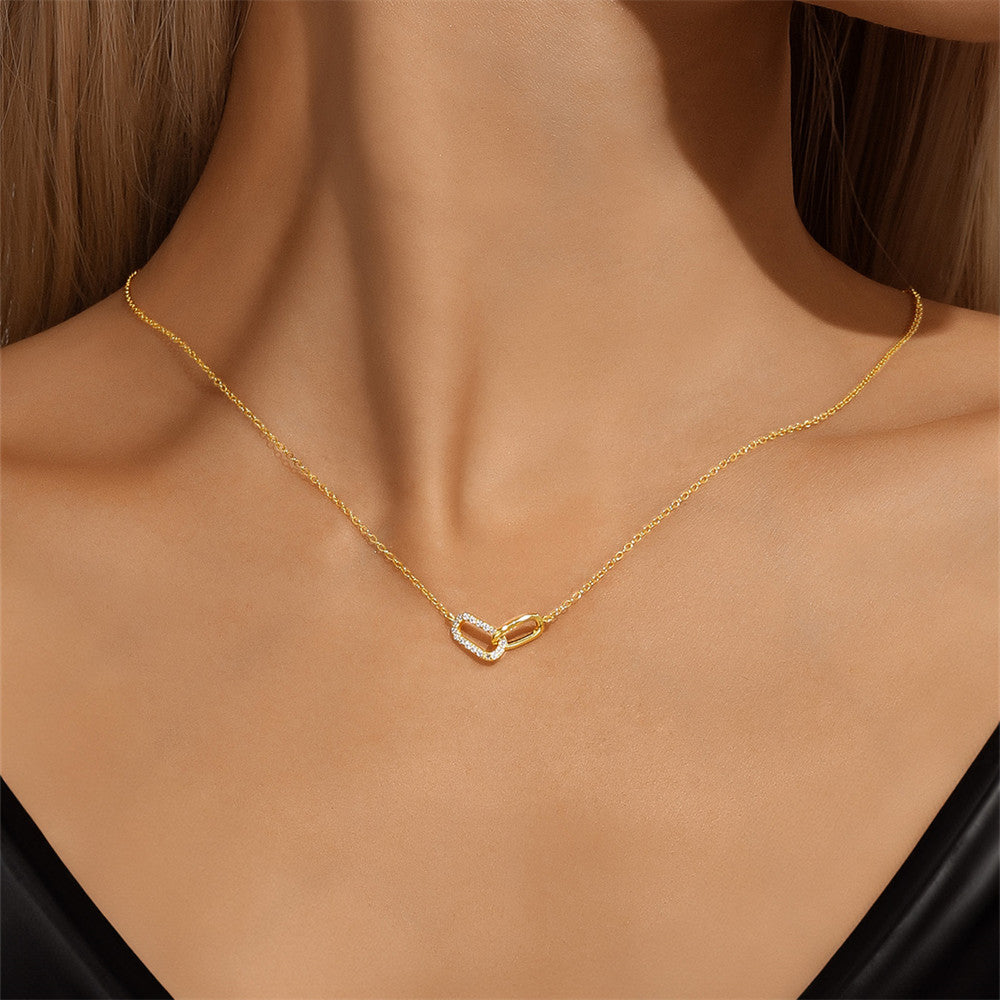 Pavé Interlocking Link Necklace – 925 Sterling Silver, Gold Plated - Photo 8 | Pinky Promise