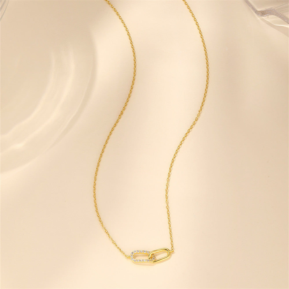 Pavé Interlocking Link Necklace – 925 Sterling Silver, Gold Plated - Photo 9 | Pinky Promise