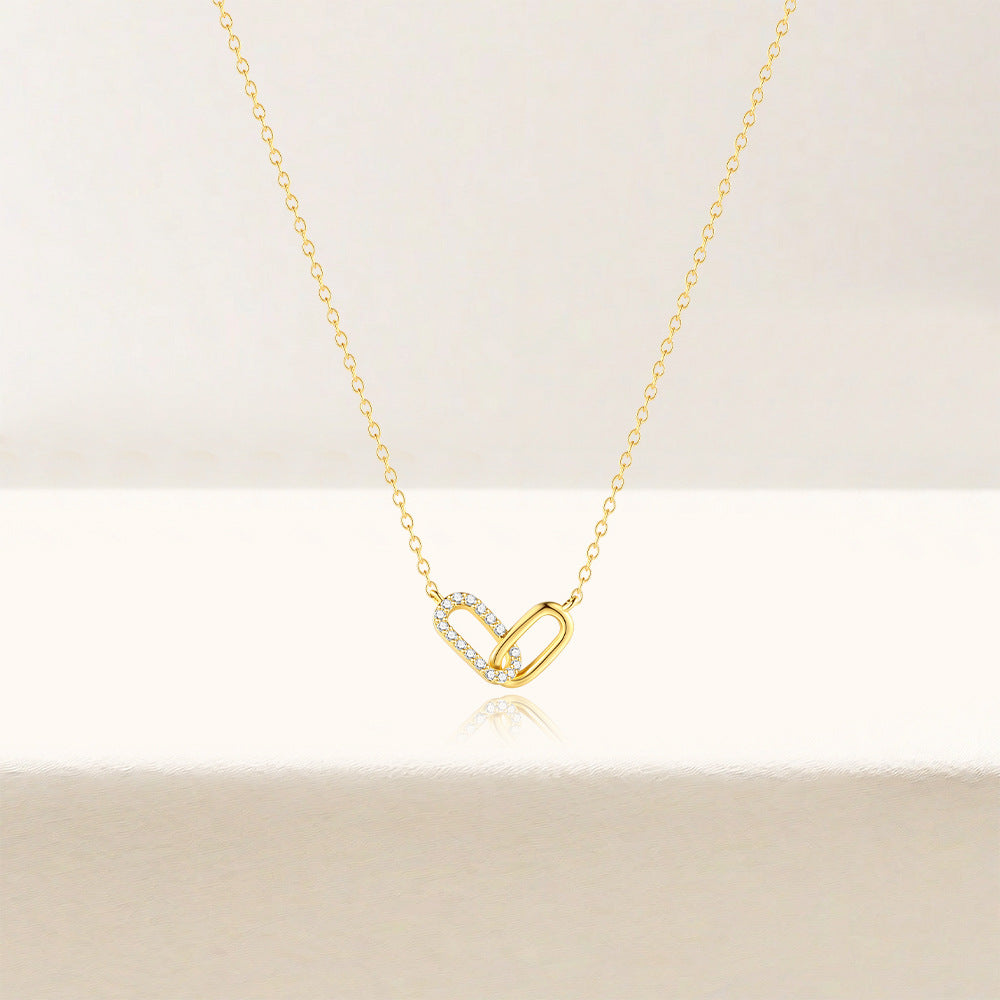 Pavé Interlocking Link Necklace – 925 Sterling Silver, Gold Plated - Photo 10 | Pinky Promise