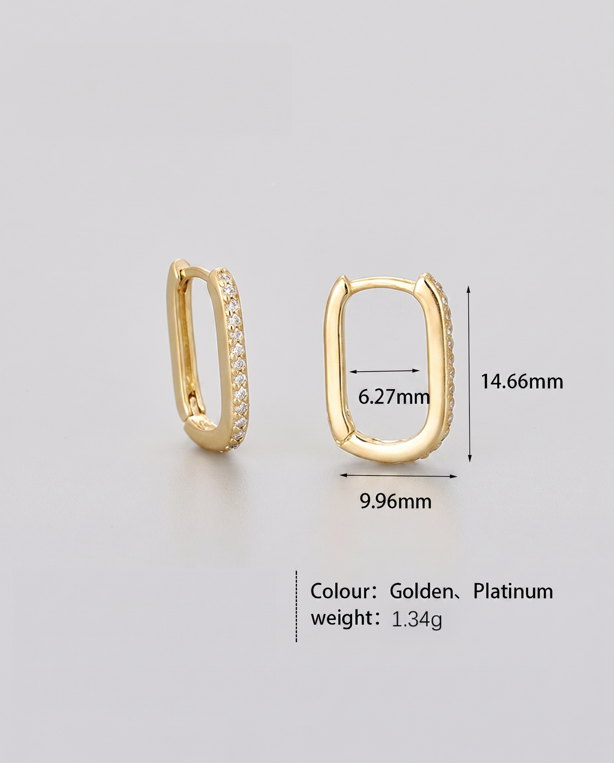 Buy Pavé Oval Huggie Hoop Earrings - Gold Plated 925 Sterling Silver - Earrings at Presentopia - View 6