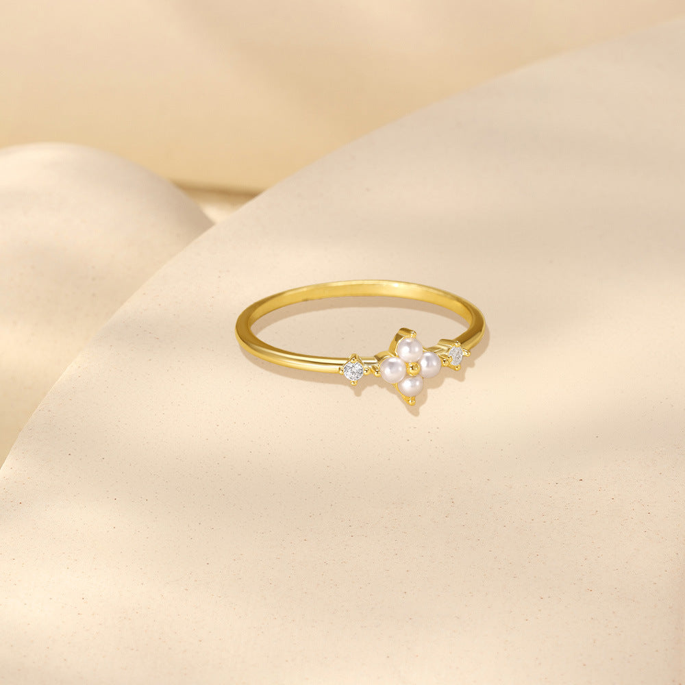 Pearl Flower Cluster Ring - Gold Plated 925 Sterling Silver - Photo 9 | Pinky Promise