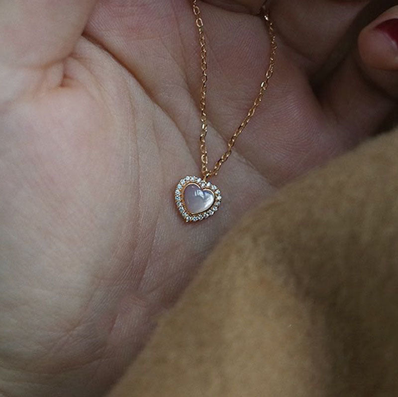Buy Pearl Heart Halo Necklace - Gold Plated 925 Sterling Silver - Necklaces at Presentopia - View 3